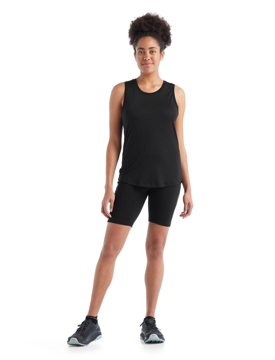 Women's Icebreaker Merino Sphere II Tank T Shirts Black | CA 1375LISH